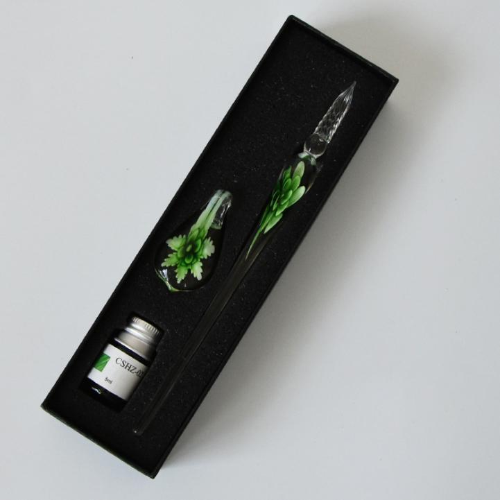 Handmade Glass Calligraphy Pen Set with Ink and Holder
