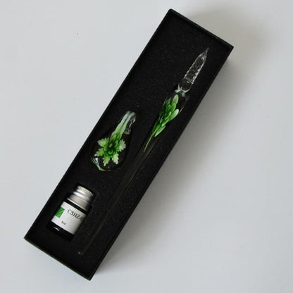 Handmade Glass Calligraphy Pen Set with Ink and Holder