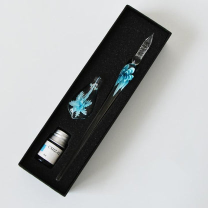 Handmade Glass Calligraphy Pen Set with Ink and Holder