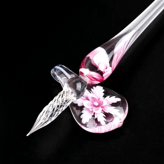 Handmade Glass Calligraphy Pen Set with Ink and Holder