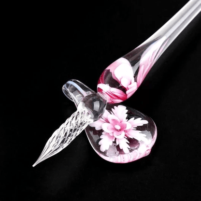 Handmade Glass Calligraphy Pen Set with Ink and Holder