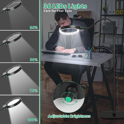 Hands Free LED Magnifying Glass Reading Lamp