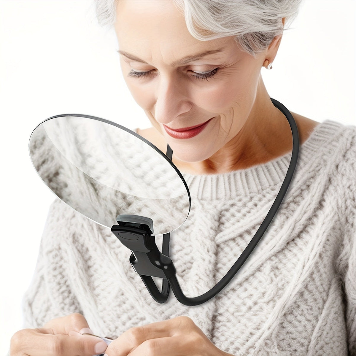 Hands Free Magnifying Glass with Adjustable Neck Strap 5X Reading Lens for Close Up Tasks