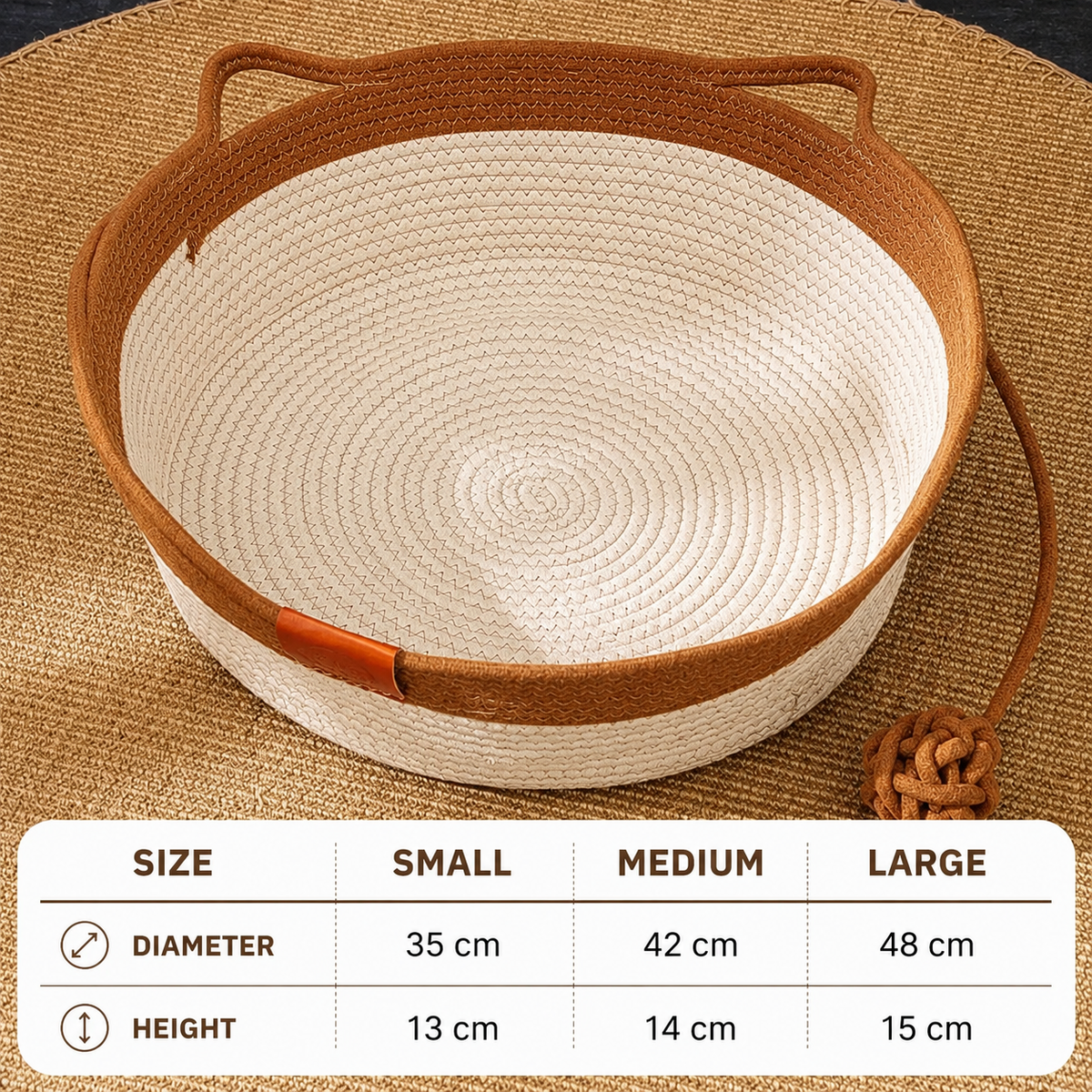 Handwoven Cotton Rope Cat Bed Basket