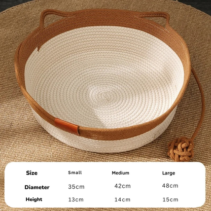 Handwoven Cotton Rope Cat Bed with Raised Sides