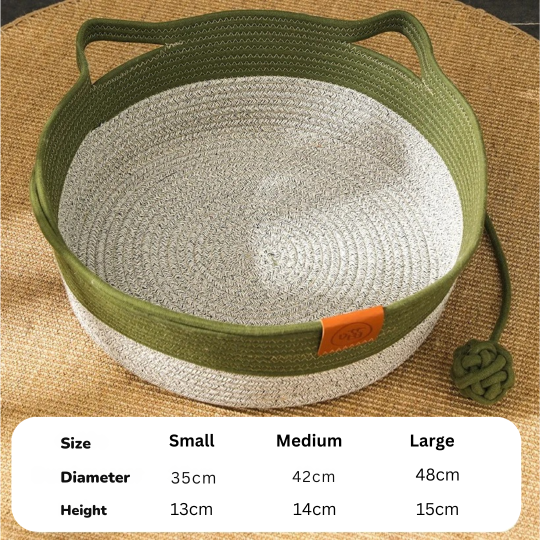 Handwoven Cotton Rope Cat Bed with Raised Sides