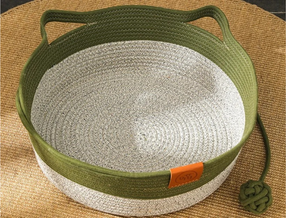 Handwoven Cotton Rope Cat Bed with Raised Sides