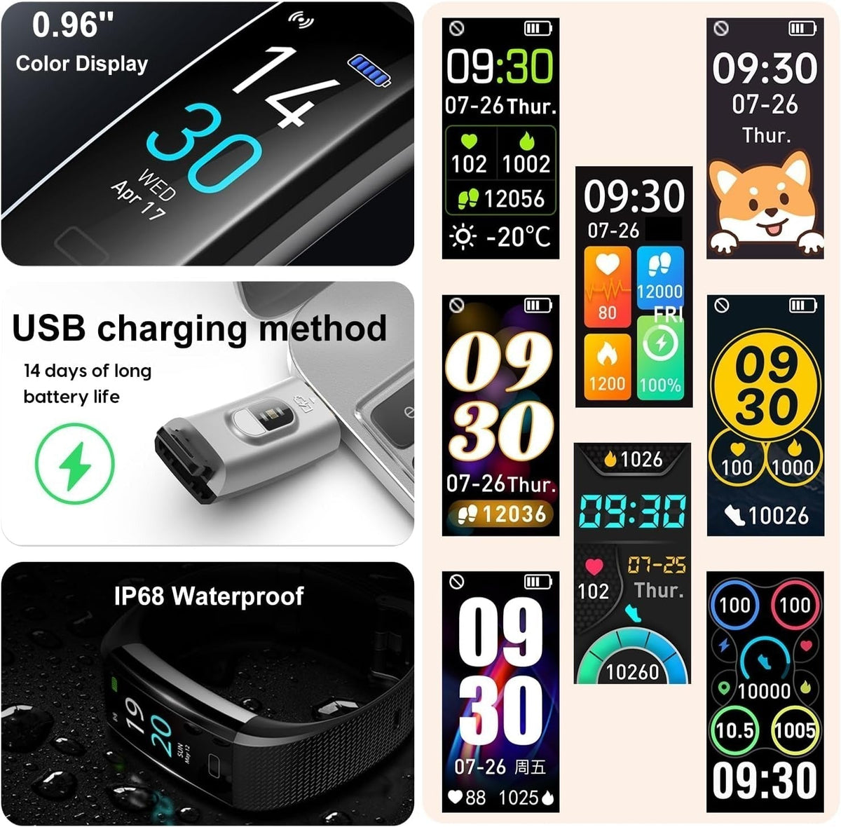 Heart Rate Monitor Smartwatch Waterproof Sleep Fitness Tracker