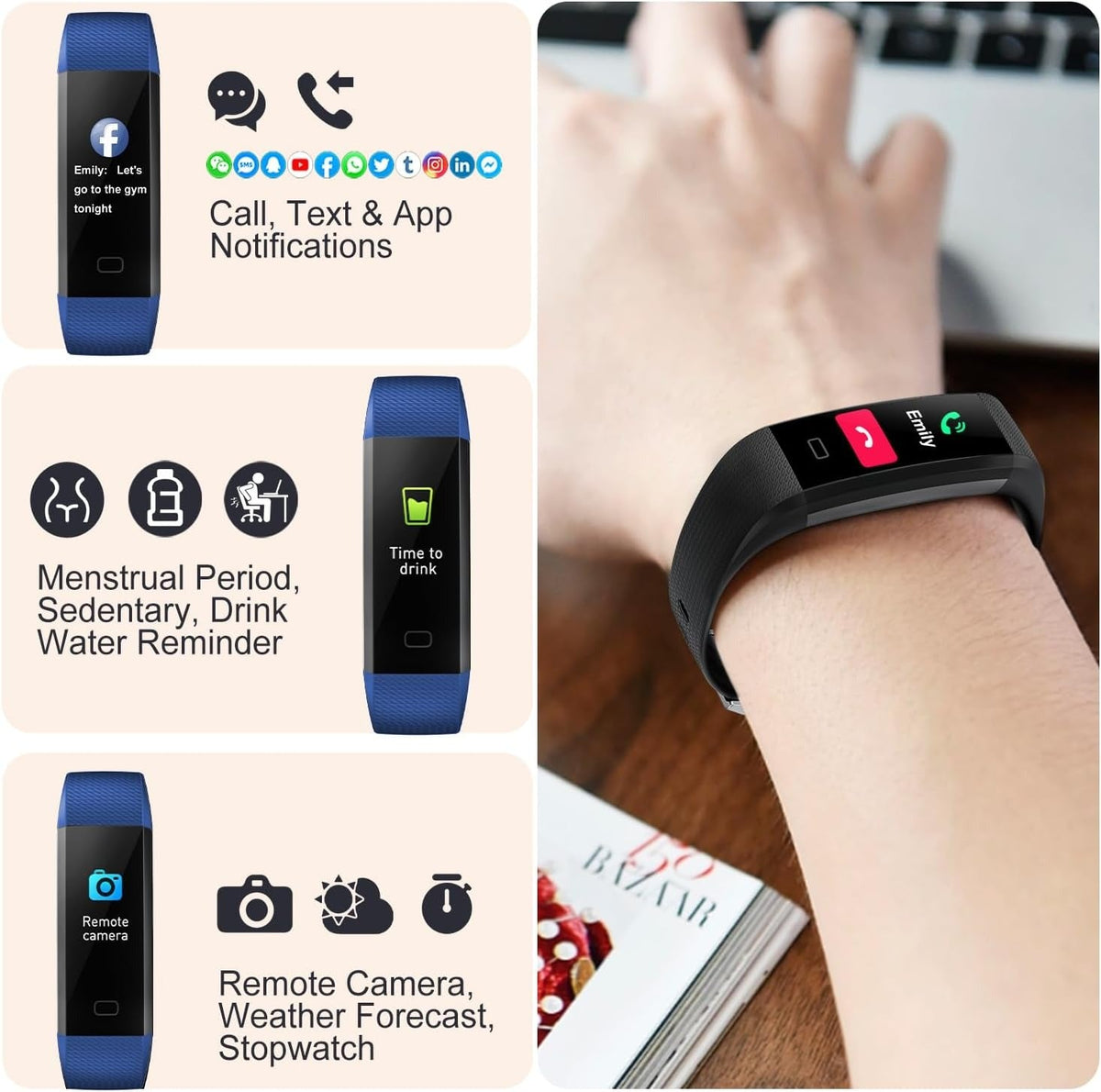 Heart Rate Monitor Smartwatch Waterproof Sleep Fitness Tracker