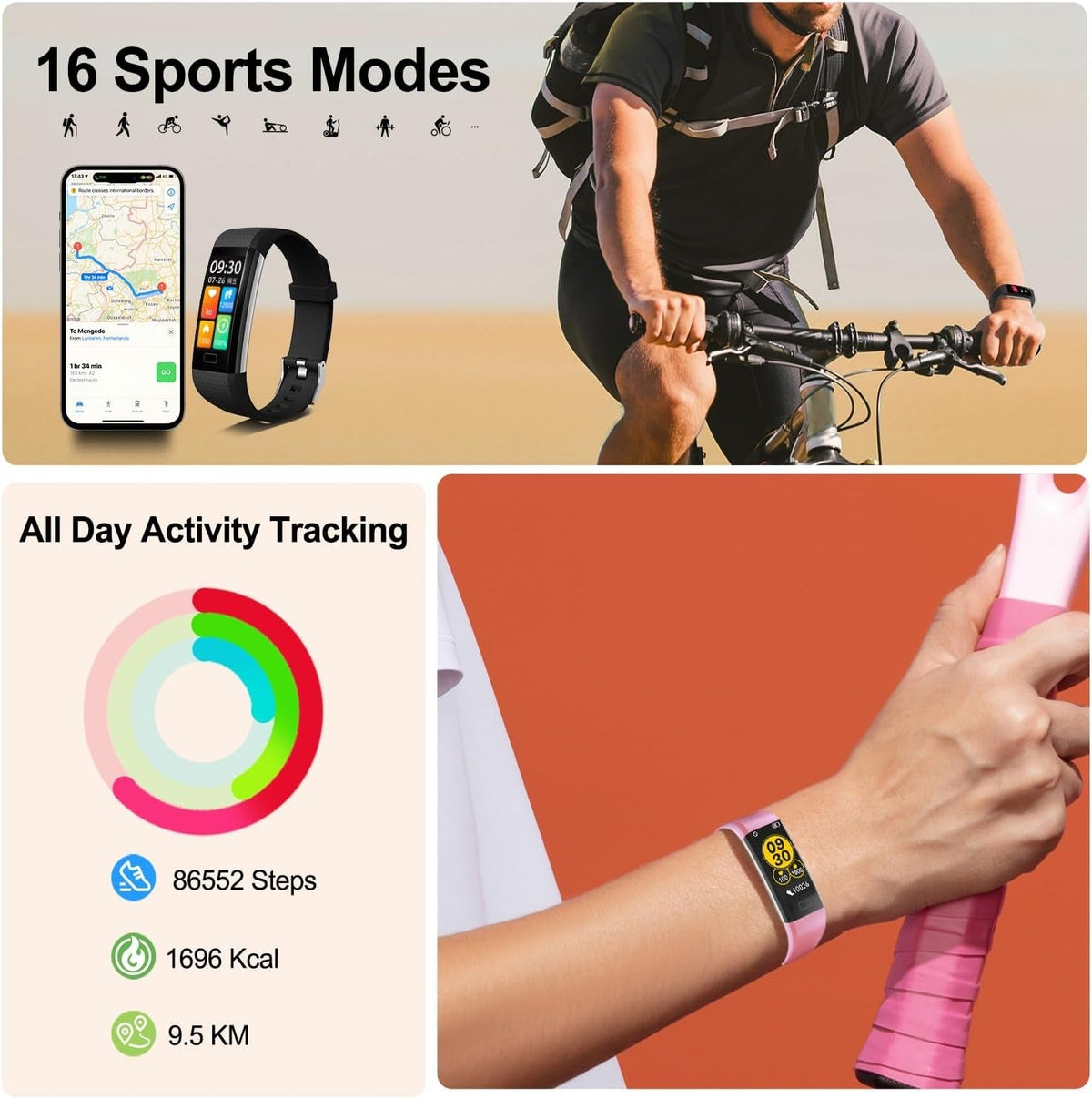 Heart Rate Monitor Smartwatch Waterproof Sleep Fitness Tracker