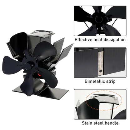 Heat Powered Wood Stove Fan Quiet Fireplace Fan