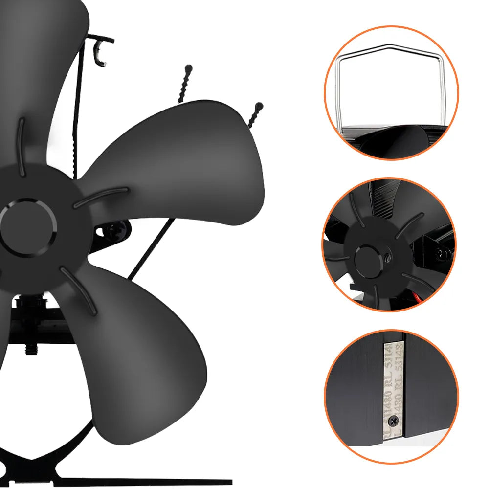 Heat Powered Wood Stove Fan Quiet Fireplace Fan