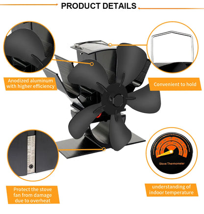 Heat Powered Wood Stove Fan Quiet Fireplace Fan