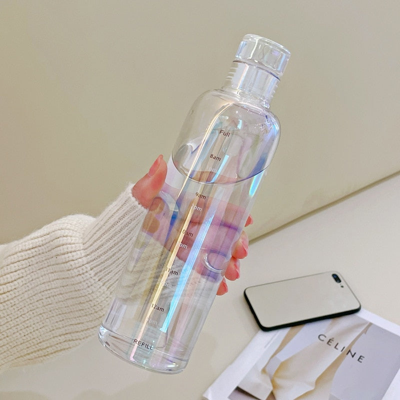 Heat Resistant Glass Water Bottle with Time Marker