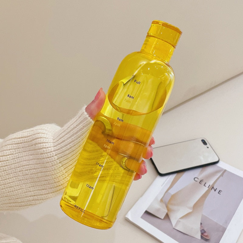 Heat Resistant Glass Water Bottle with Time Marker