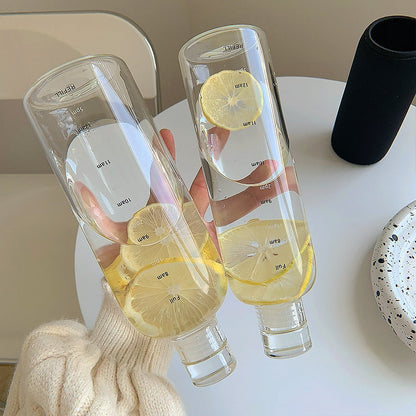 Heat Resistant Glass Water Bottle with Time Marker