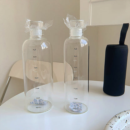 Heat Resistant Glass Water Bottle with Time Marker