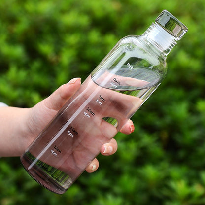 Heat Resistant Glass Water Bottle with Time Marker