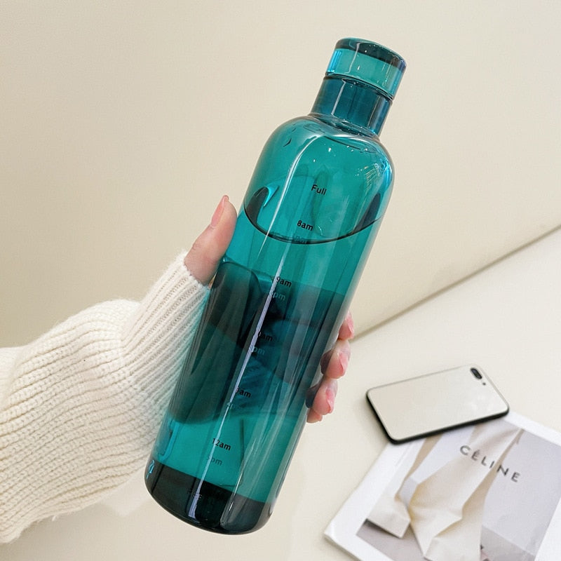 Heat Resistant Glass Water Bottle with Time Marker