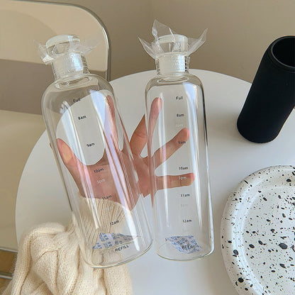 Heat Resistant Glass Water Bottle with Time Marker