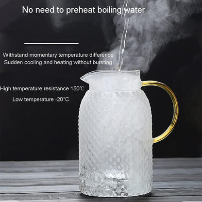 Heat Resistant Textured Glass Pitcher with Bamboo Lid