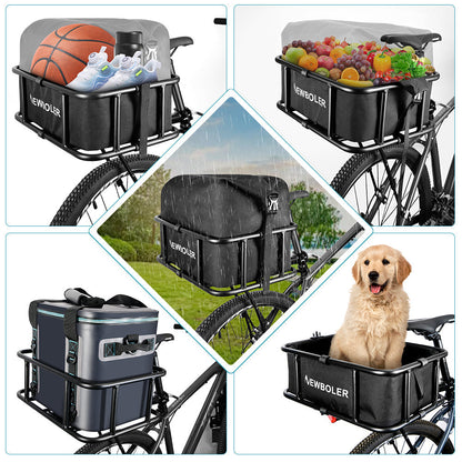 Heavy Duty Rear Bike Basket with Universal Cargo Rack