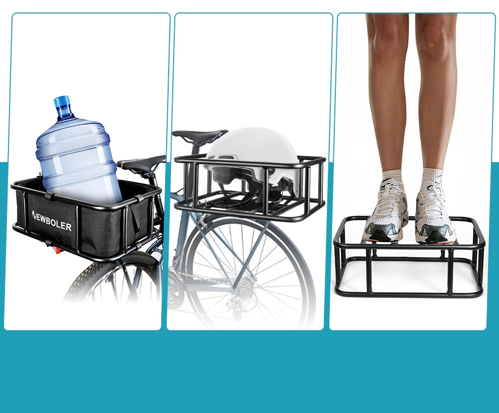Heavy Duty Rear Bike Basket with Universal Cargo Rack