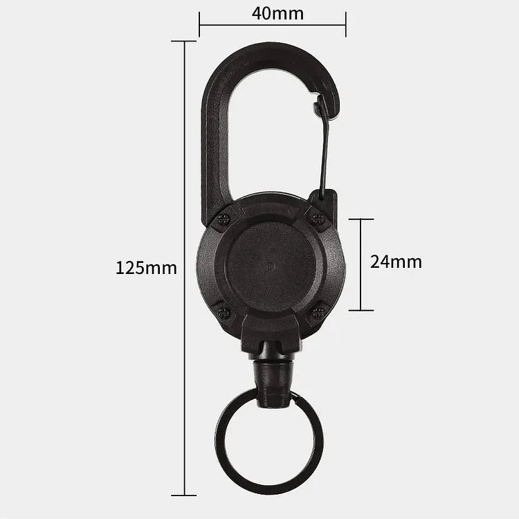 Heavy Duty Retractable Tactical Keychain with Carabiner