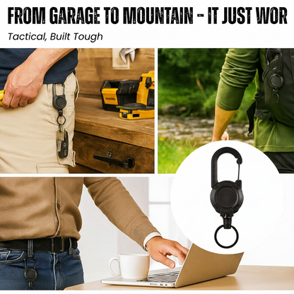 Heavy Duty Retractable Tactical Keychain with Carabiner