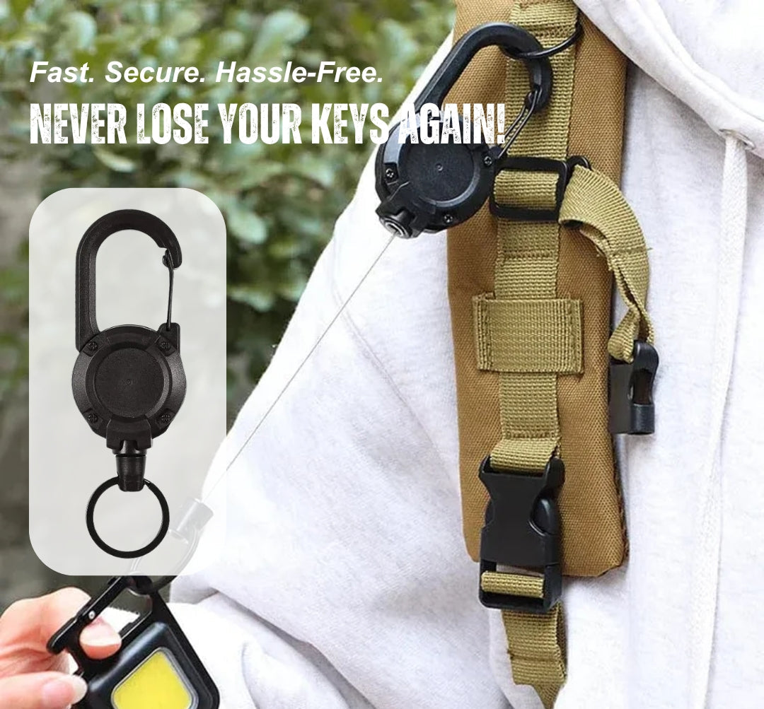 Heavy Duty Retractable Tactical Keychain with Carabiner