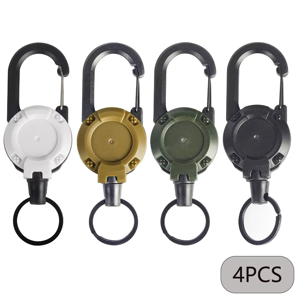 Heavy Duty Retractable Tactical Keychain with Carabiner