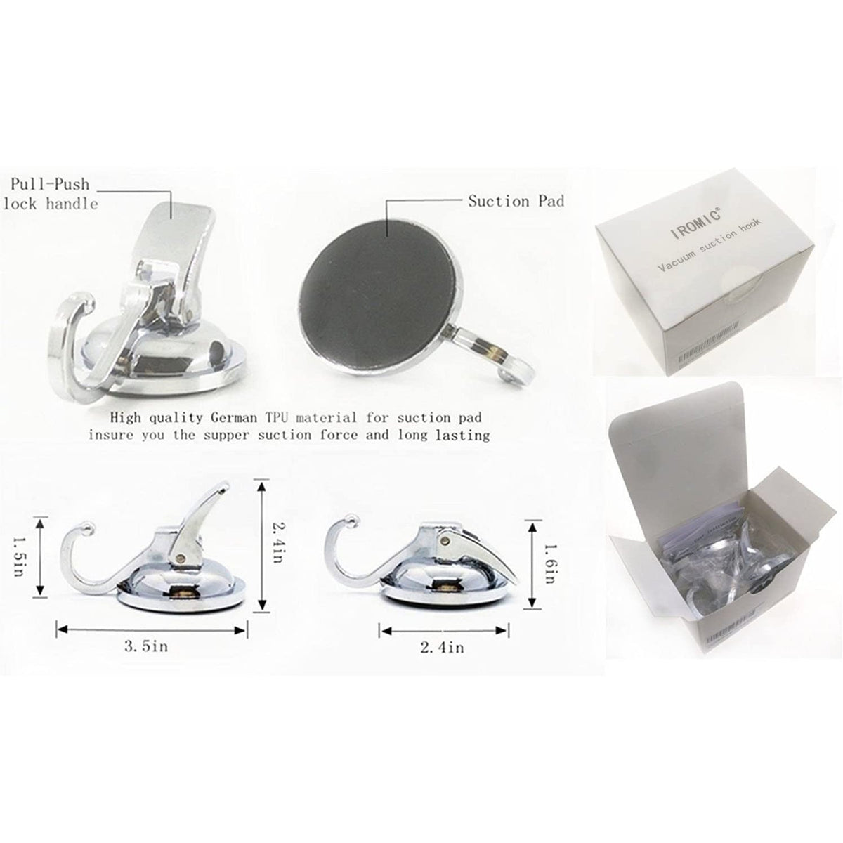 Heavy Duty Vacuum Suction Cup Hooks 2 Pack