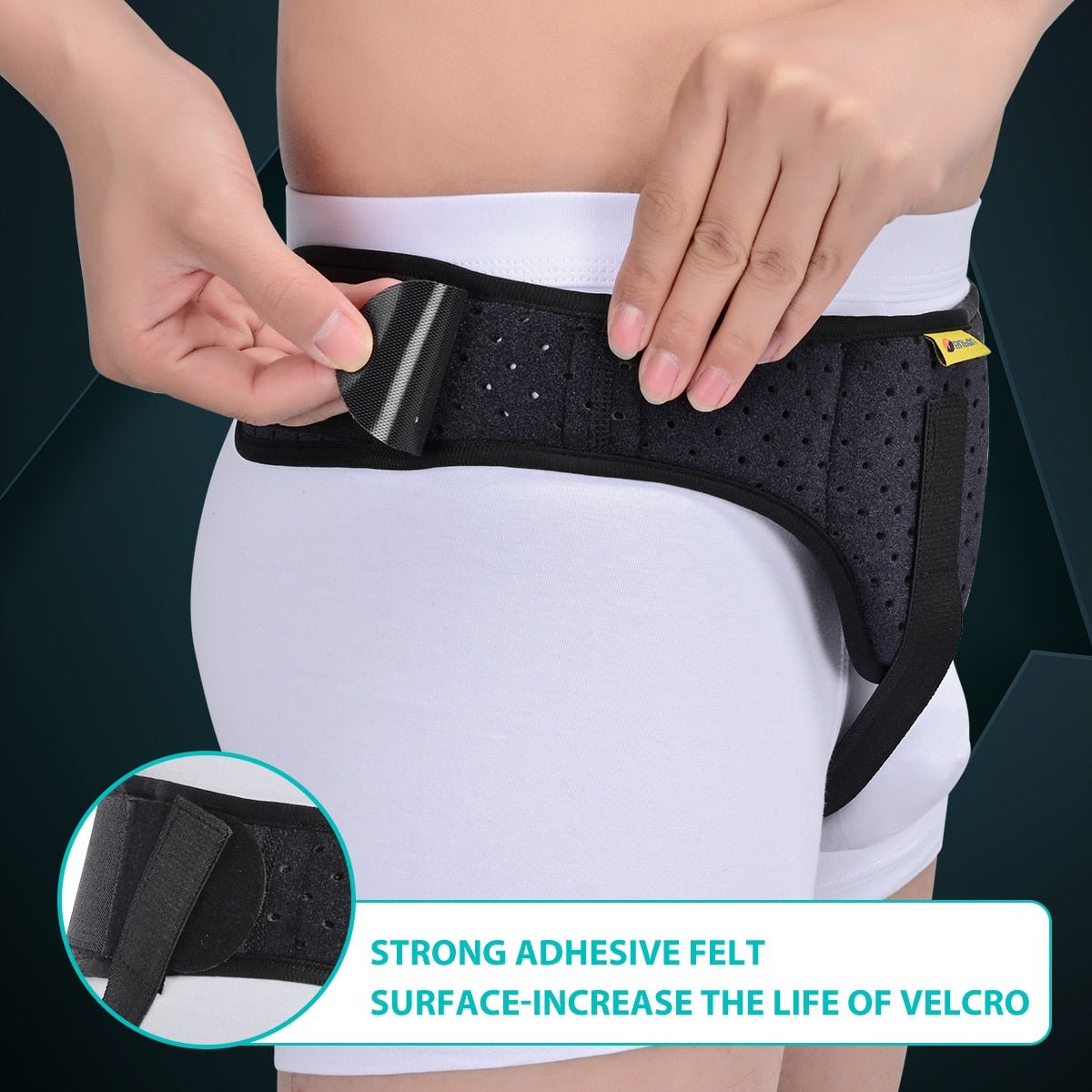 Hernia Support Belt Adjustable Compression Brace with Removable Pad