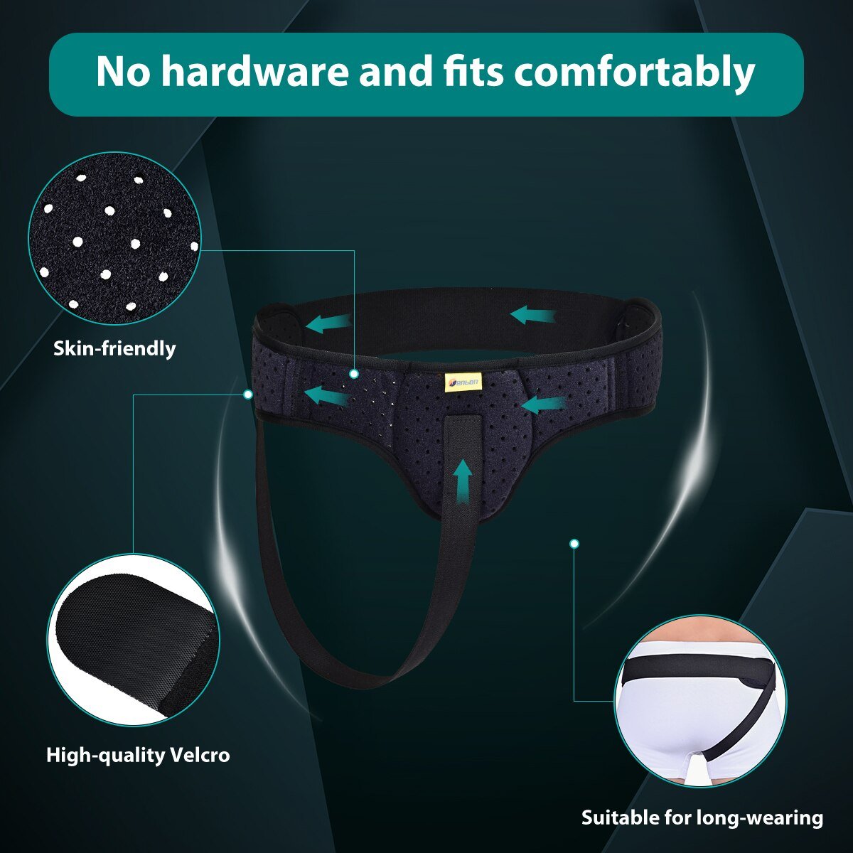 Hernia Support Belt Adjustable Compression Brace with Removable Pad