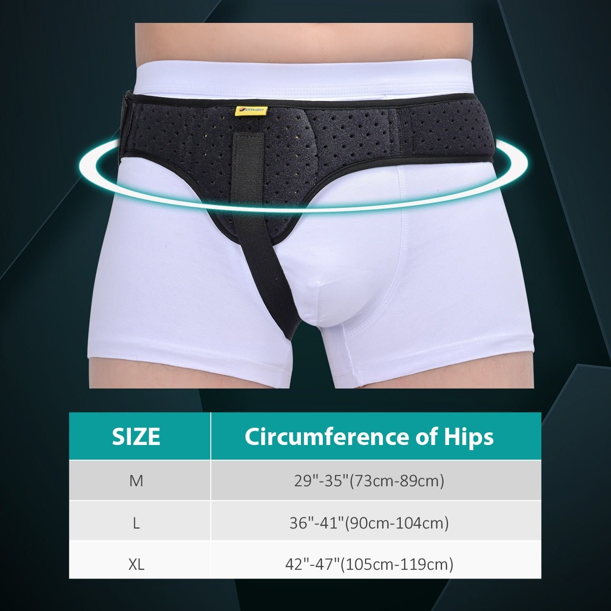 Hernia Support Belt Adjustable Compression Brace with Removable Pad