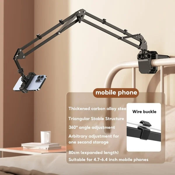 Hidden Retractable Bedside Phone Holder Adjustable Desk Mount