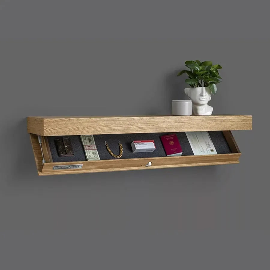 Hidden Storage Floating Wall Shelf with Concealed Compartment