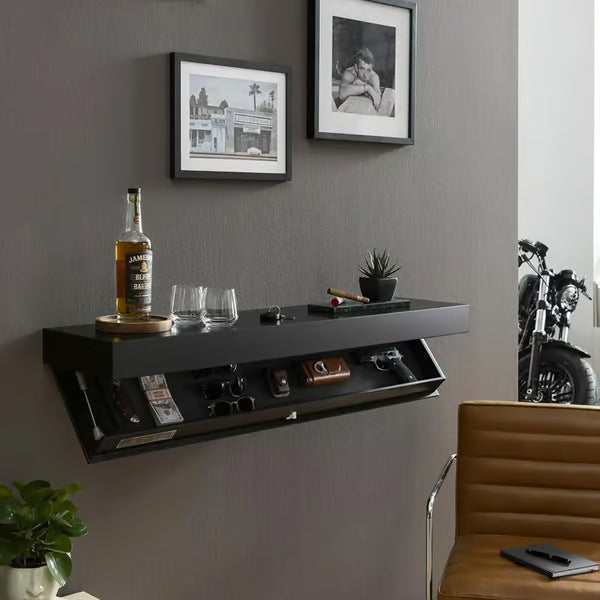 Hidden Storage Floating Wall Shelf with Concealed Compartment