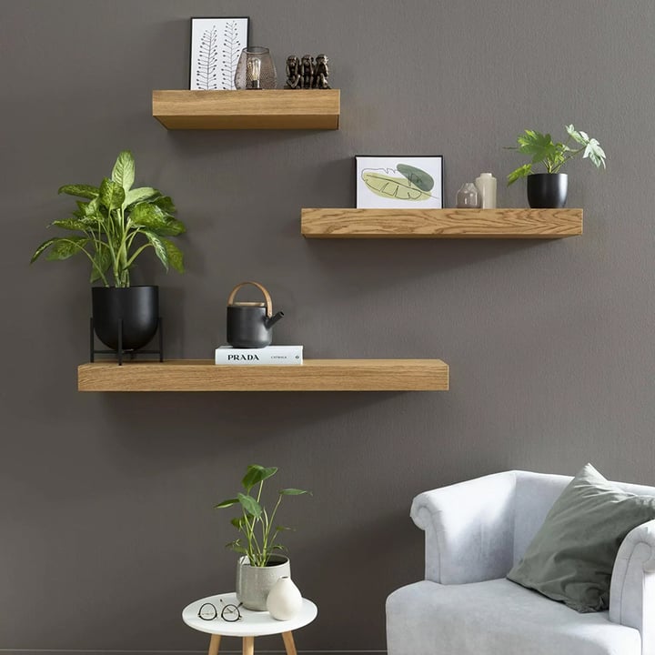 Hidden Storage Floating Wall Shelf with Concealed Compartment