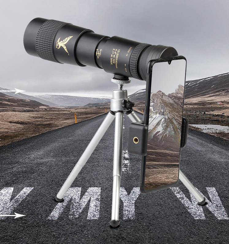 High Power Zoom Monocular Telescope with Smartphone Adapter