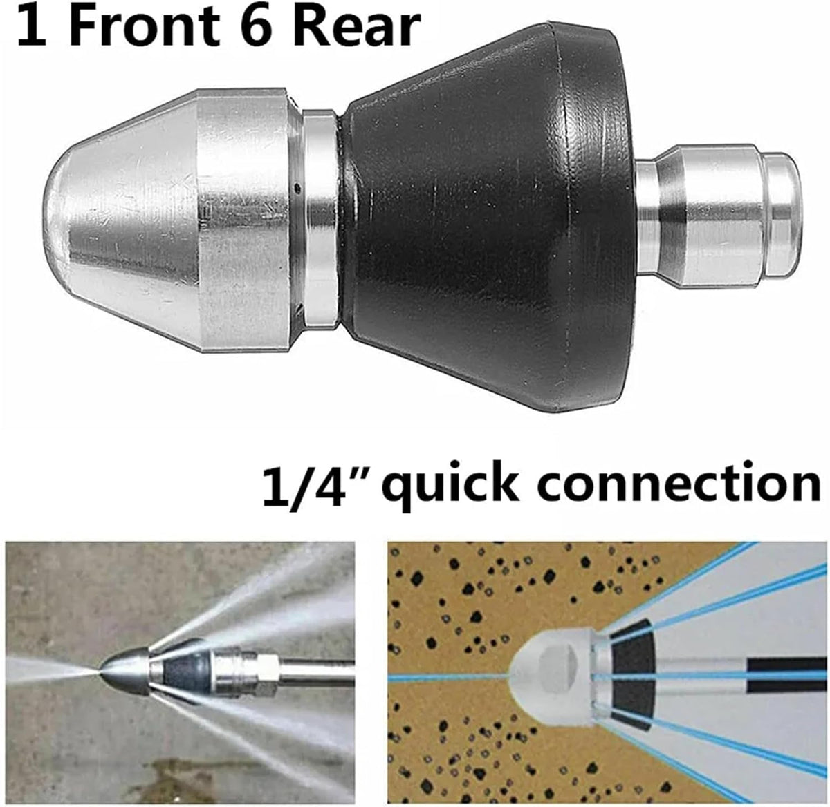 High Pressure Drain Cleaning Nozzle Stainless Steel Sewer Jet Sprayer
