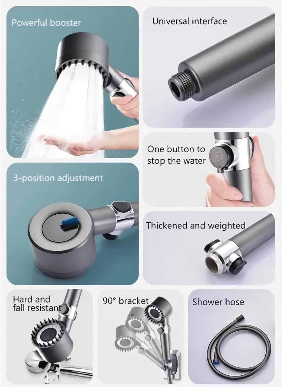 High Pressure Shower Head With 9 Layer Filter and Water Saving Design