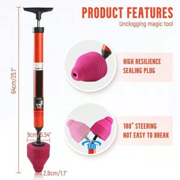 High Pressure Toilet Plunger with Compressed Air Pump