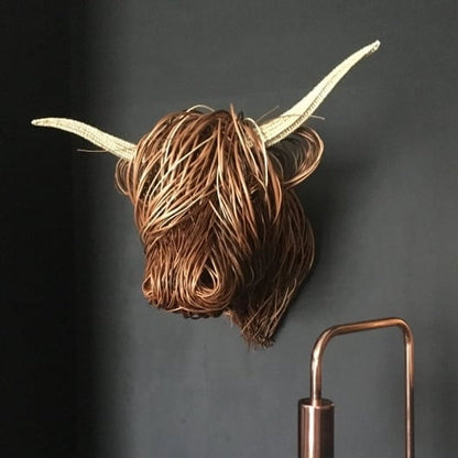 Highland Cow Wall Decor Woven Rustic Sculpture