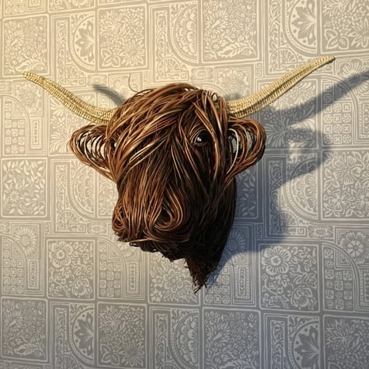 Highland Cow Wall Decor Woven Rustic Sculpture
