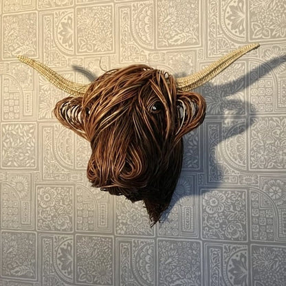Highland Cow Wall Decor Woven Rustic Sculpture