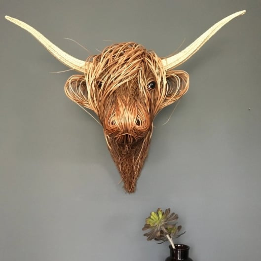Highland Cow Wall Decor Woven Rustic Sculpture