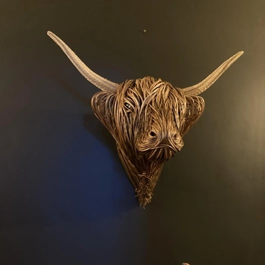 Highland Cow Wall Decor Woven Rustic Sculpture