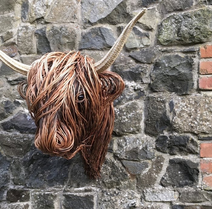 Highland Cow Wall Decor Woven Rustic Sculpture