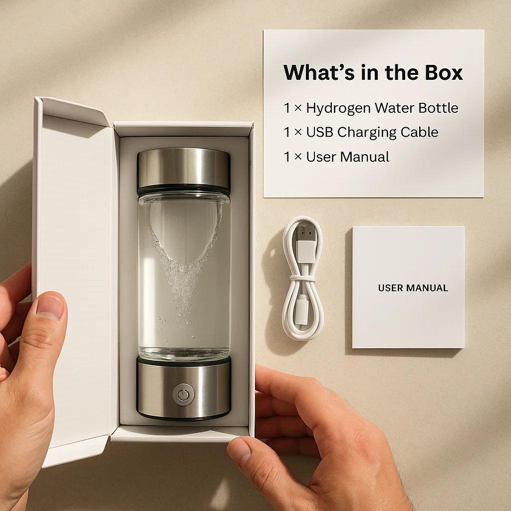 Hydrogen Water Bottle with USB Rechargeable Hydrogen Generator